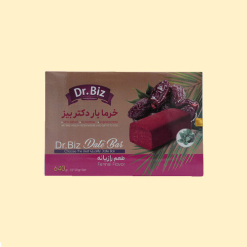 خرما بار تقویتی (رازیانه) دکتر بیز (۳۲ عددی) میان وعده مقوی و سالم
